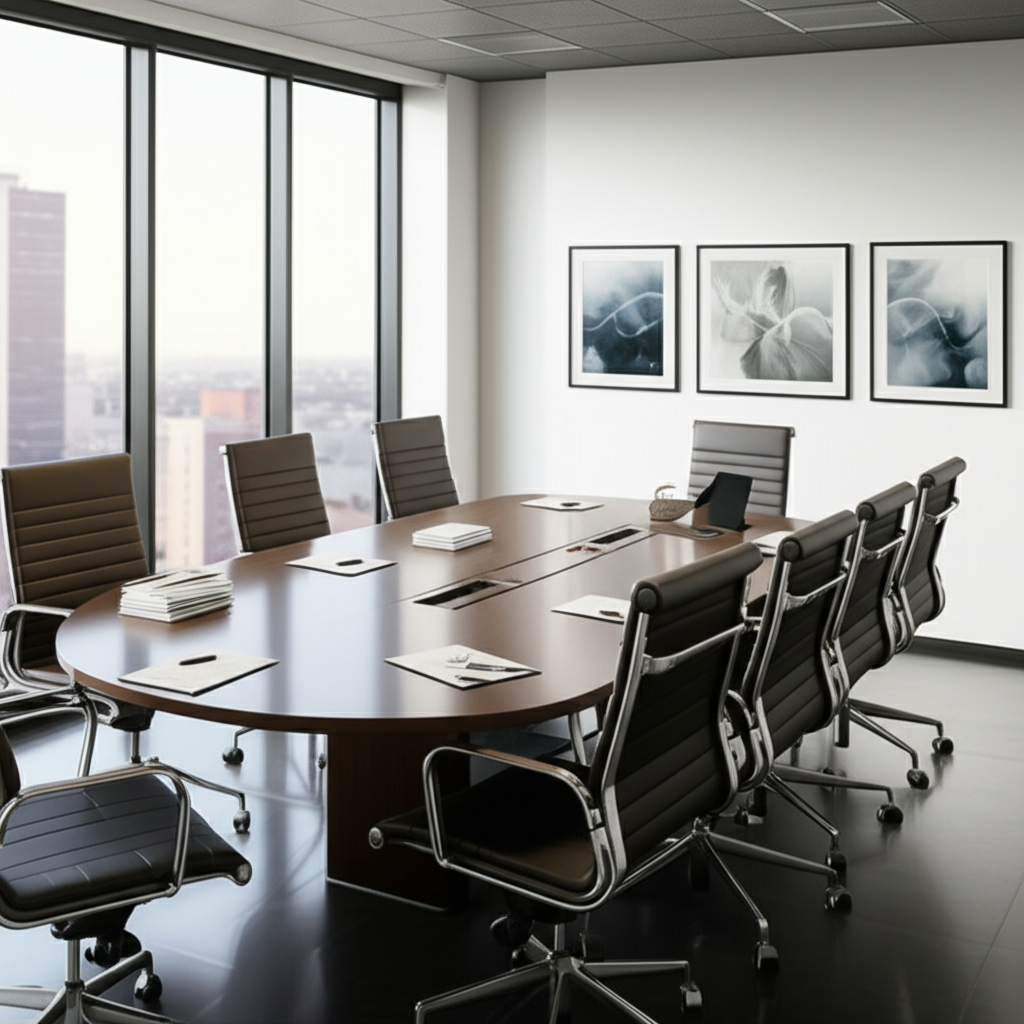 Professional conference room prepared for a real estate closing